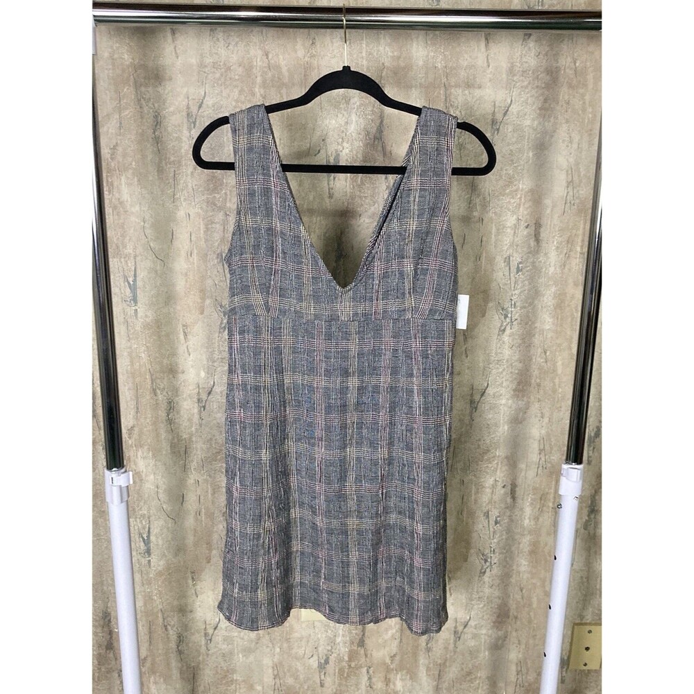 O'Neill Medium Celina Check Dress Black Gray Short Tank Skater Beach NWT